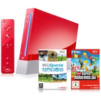 Nintendo Wii Vermelho c/Motion Plus + Games Wii Sports e New Super Mario Bros